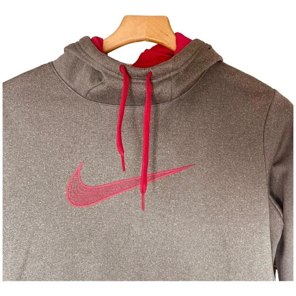Nike Dri-Fit Women's Gray & Pink Long Sleeve Athletic Pullover Sweatshirt Hoodie - Picture 2 of 10